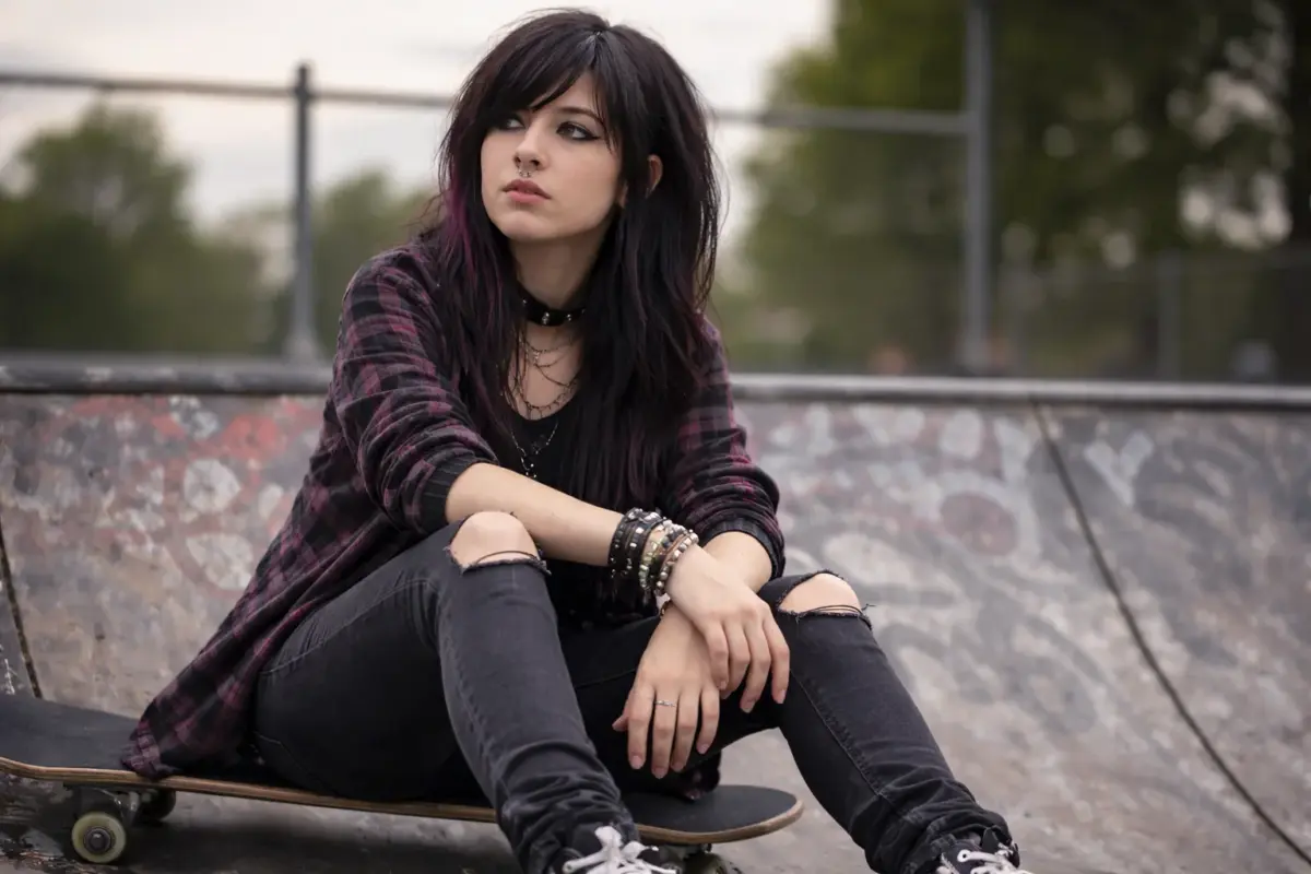 a teenage girl sitting in a skate park questioning her substance misuse