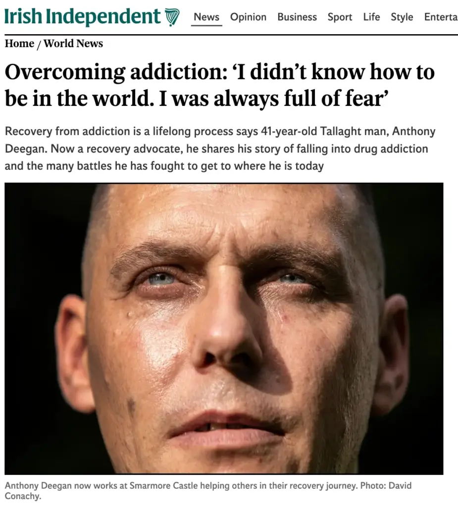 Irish Independent newspaper overcoming addiction 2021